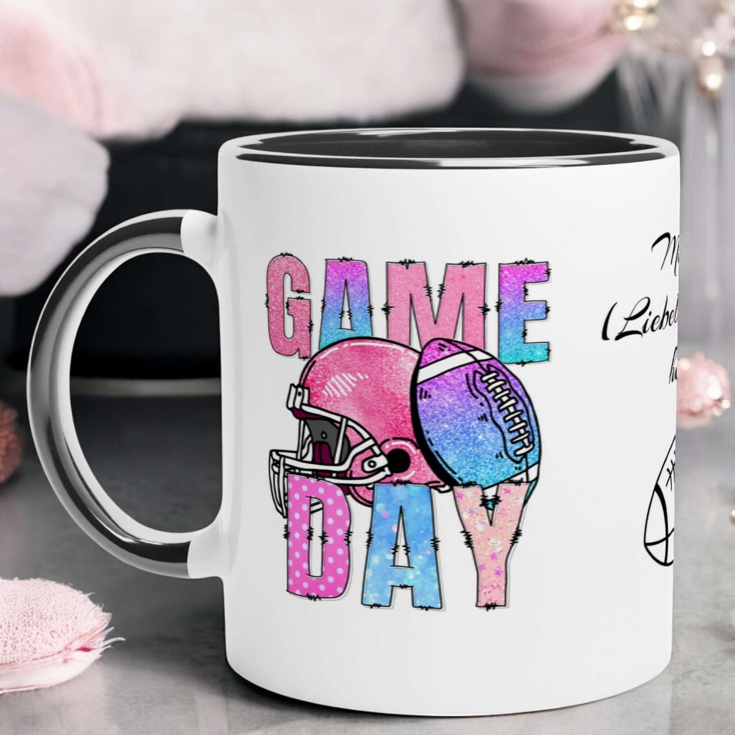 🏈 Game Day Tasse – Personalisiert mit deinem Namen & Lieblingsverein + GRATIS Lesezeichen zum Sofort-Download & zum Selber-Ausmalen in deinen Lieblingsfarben! 🎁📖🎨🔥 - Lilidesigns