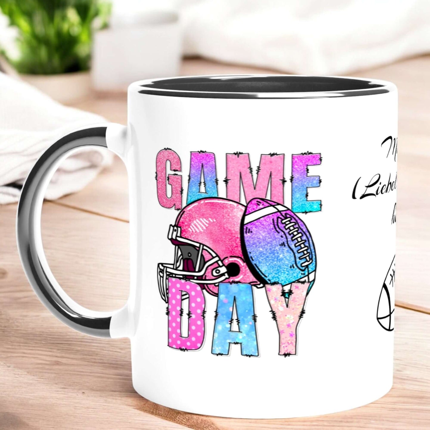 🏈 Game Day Tasse – Personalisiert mit deinem Namen & Lieblingsverein + GRATIS Lesezeichen zum Sofort-Download & zum Selber-Ausmalen in deinen Lieblingsfarben! 🎁📖🎨🔥 - Lilidesigns