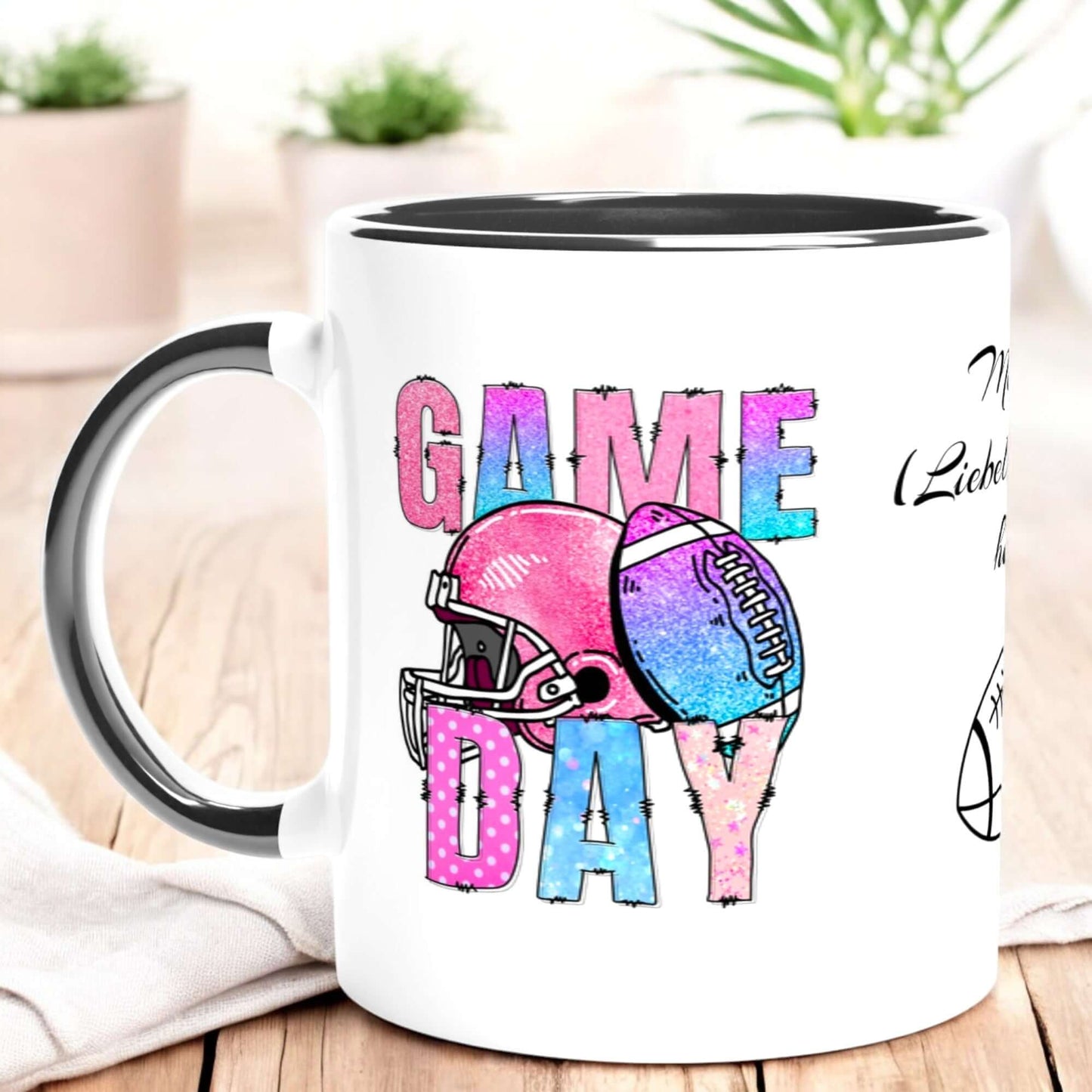 🏈 Game Day Tasse – Personalisiert mit deinem Namen & Lieblingsverein + GRATIS Lesezeichen zum Sofort-Download & zum Selber-Ausmalen in deinen Lieblingsfarben! 🎁📖🎨🔥 - Lilidesigns