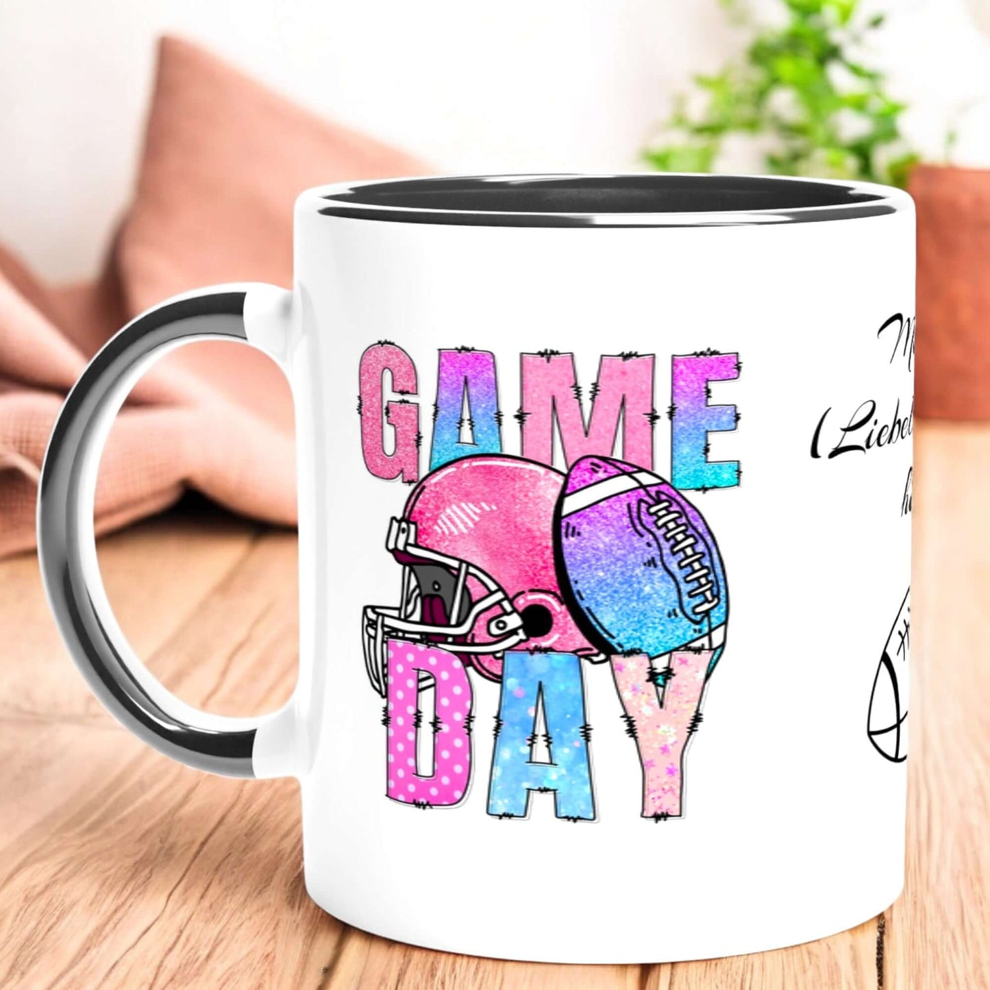 🏈 Game Day Tasse – Personalisiert mit deinem Namen & Lieblingsverein + GRATIS Lesezeichen zum Sofort-Download & zum Selber-Ausmalen in deinen Lieblingsfarben! 🎁📖🎨🔥 - Lilidesigns
