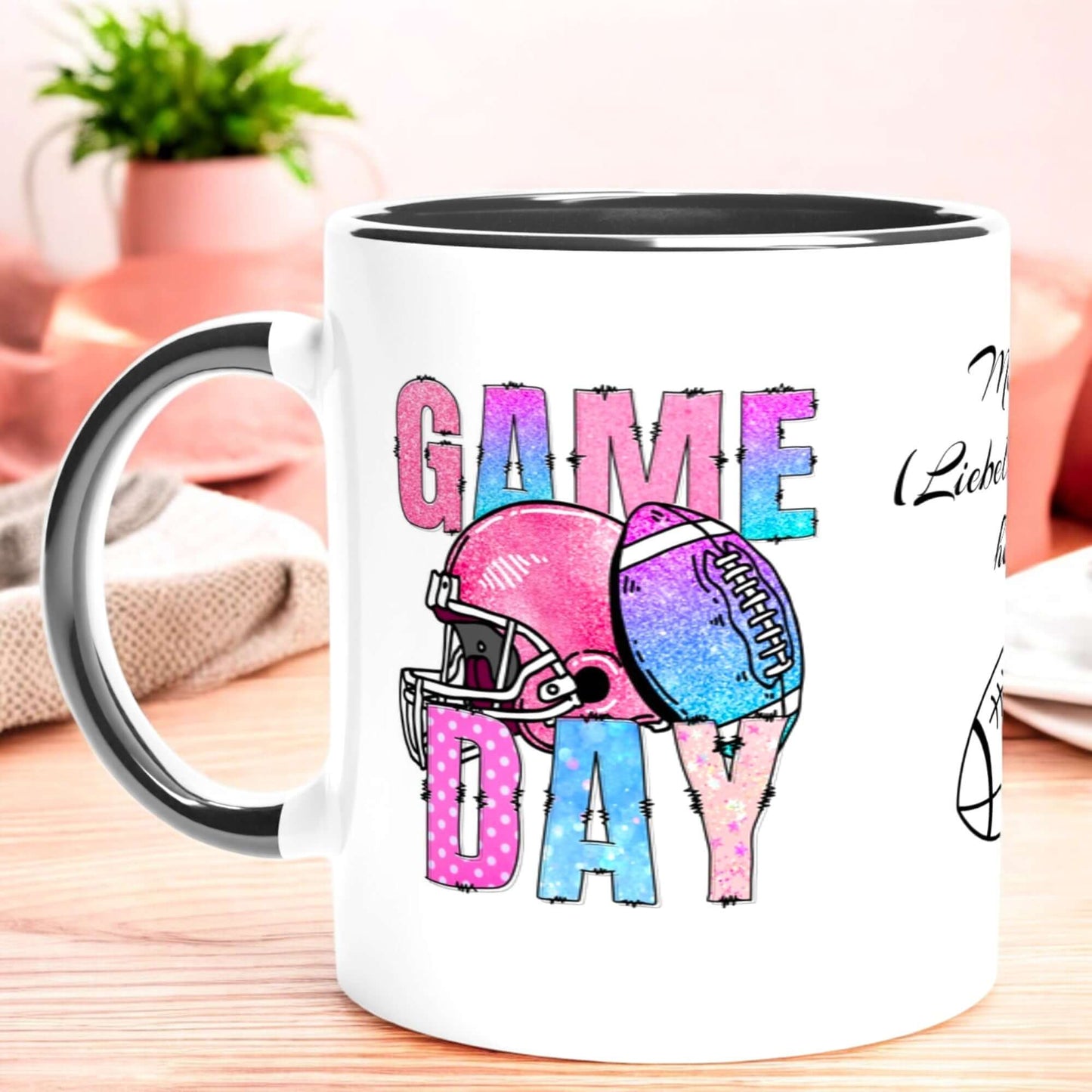 🏈 Game Day Tasse – Personalisiert mit deinem Namen & Lieblingsverein + GRATIS Lesezeichen zum Sofort-Download & zum Selber-Ausmalen in deinen Lieblingsfarben! 🎁📖🎨🔥 - Lilidesigns