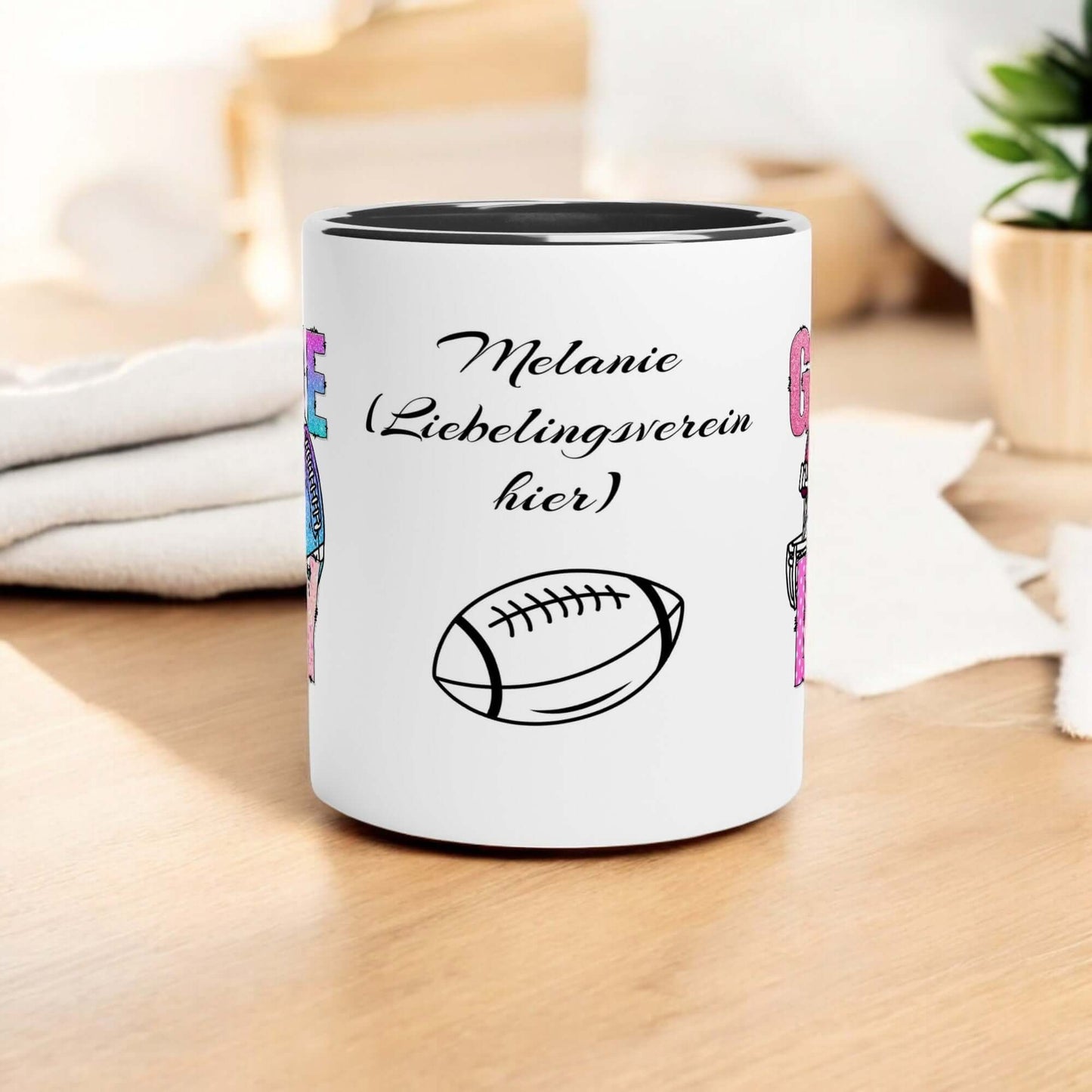 🏈 Game Day Tasse – Personalisiert mit deinem Namen & Lieblingsverein + GRATIS Lesezeichen zum Sofort-Download & zum Selber-Ausmalen in deinen Lieblingsfarben! 🎁📖🎨🔥 - Lilidesigns
