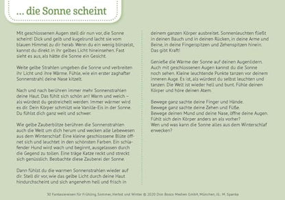 30 Fantasiereisen für Frühling, Sommer, Herbst und Winter. Bildkarten für Kinder von 4 - 10 (Körperarbeit und innere Balance. 30 Ideen auf Bildkarten)