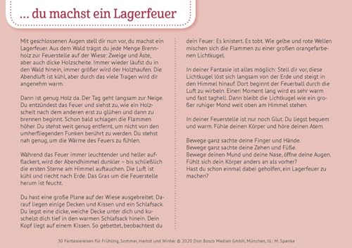 30 Fantasiereisen für Frühling, Sommer, Herbst und Winter. Bildkarten für Kinder von 4 - 10 (Körperarbeit und innere Balance. 30 Ideen auf Bildkarten)