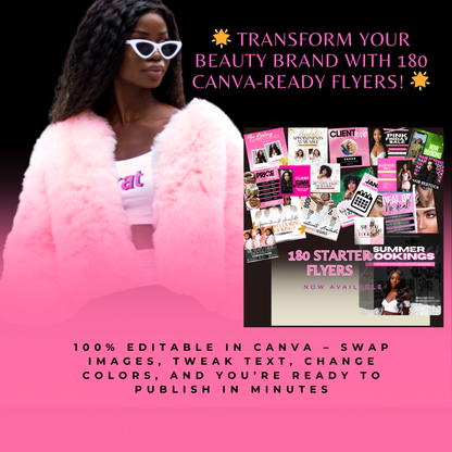 🌟 Transform Your Beauty Brand with 180 Canva-Ready Flyers! 🌟