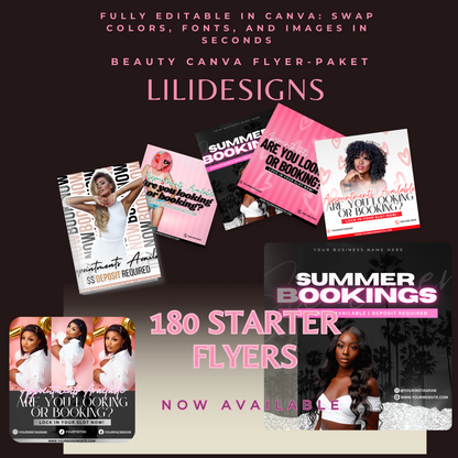 🌟 Transform Your Beauty Brand with 180 Canva-Ready Flyers! 🌟