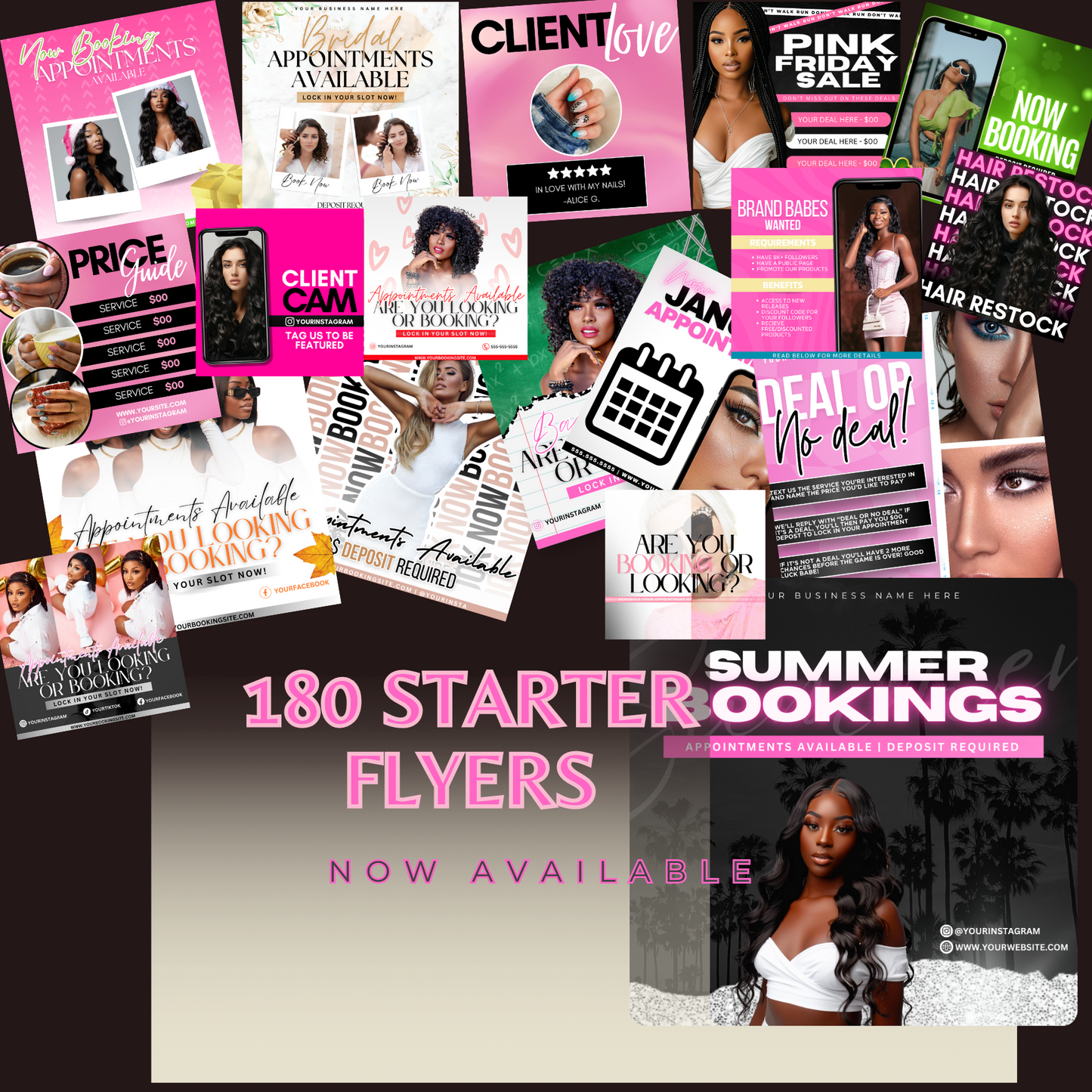 🌟 Transform Your Beauty Brand with 180 Canva-Ready Flyers! 🌟
