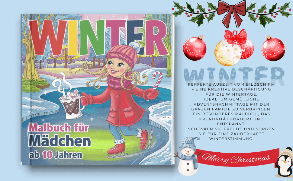 Mein Cooles Mädchen Winter Malbuch. 51 einzigartige Motive. Viel Malfläche & liebevolle Details. PDF-Datei zum Sofort-Download! Wähle dein eigenes Papier - Lilidesigns