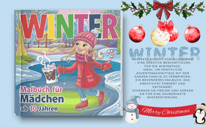 Mein Cooles Mädchen Winter Malbuch. 51 einzigartige Motive. Viel Malfläche & liebevolle Details. PDF-Datei zum Sofort-Download! Wähle dein eigenes Papier - Lilidesigns