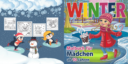 Mein Cooles Mädchen Winter Malbuch. 51 einzigartige Motive. Viel Malfläche & liebevolle Details. PDF-Datei zum Sofort-Download! Wähle dein eigenes Papier - Lilidesigns