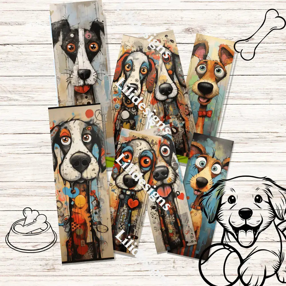 Verschmitzte Hunde-Lesezeichen – 8 niedliche Motive mit Sofort-Download! 🐶📚✨ - Lilidesigns